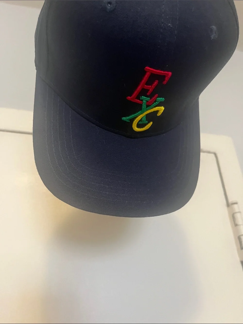 Navy Embroidered Baseball Cap with Multicolor Logo